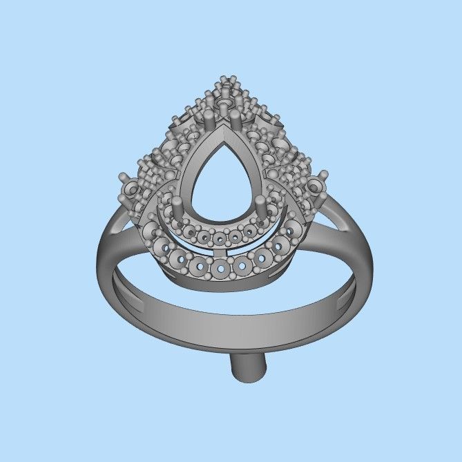 Women ring with gems 3dm stl vintage 3D print model_24