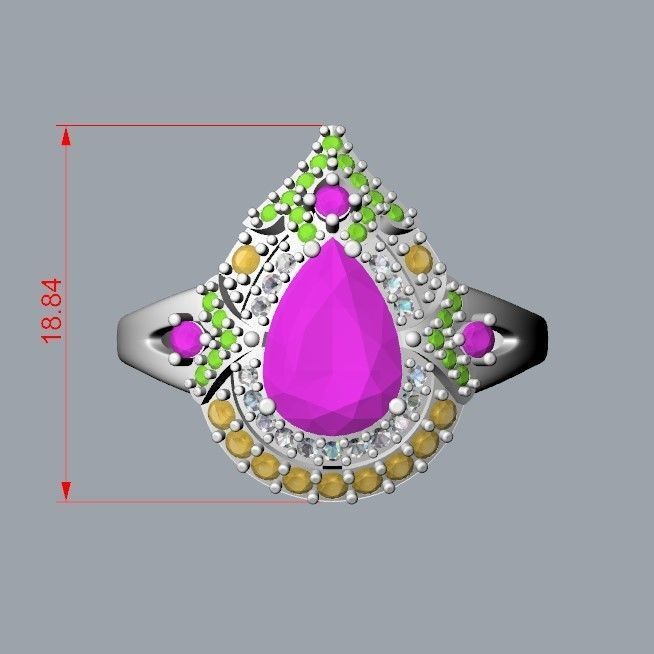 Women ring with gems 3dm stl vintage 3D print model_19
