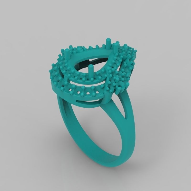 Women ring with gems 3dm stl vintage 3D print model_14