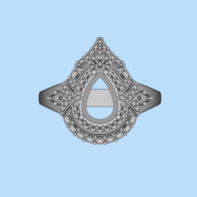 Women ring with gems 3dm stl vintage 3D print model_27