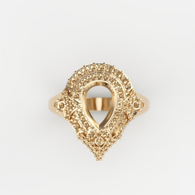 Women ring with gems 3dm stl vintage 3D print model_13