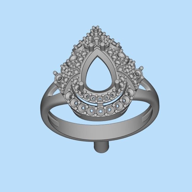 Women ring with gems 3dm stl vintage 3D print model_25