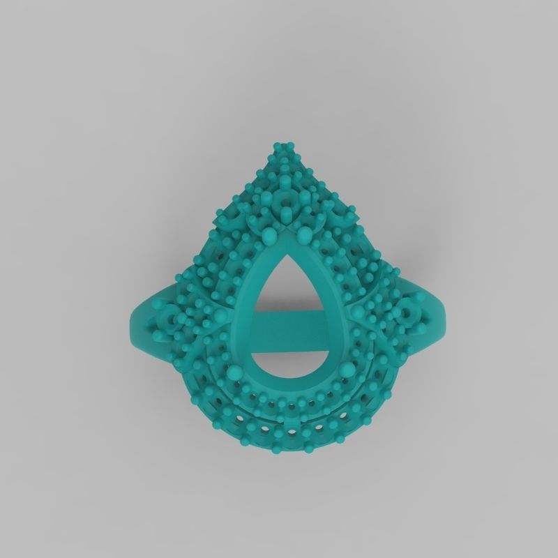 Women ring with gems 3dm stl vintage 3D print model_15