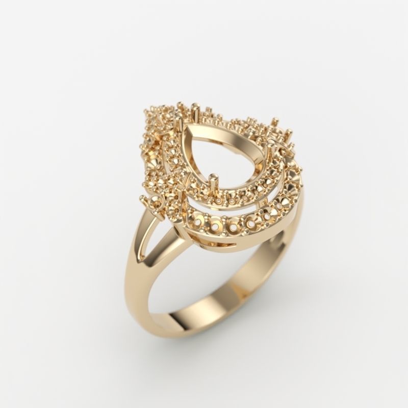 Women ring with gems 3dm stl vintage 3D print model_11