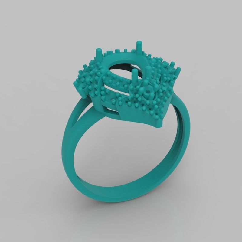 Women ring with gems 3dm stl vintage 3D print model_17