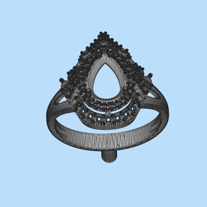 Women ring with gems 3dm stl vintage 3D print model_26