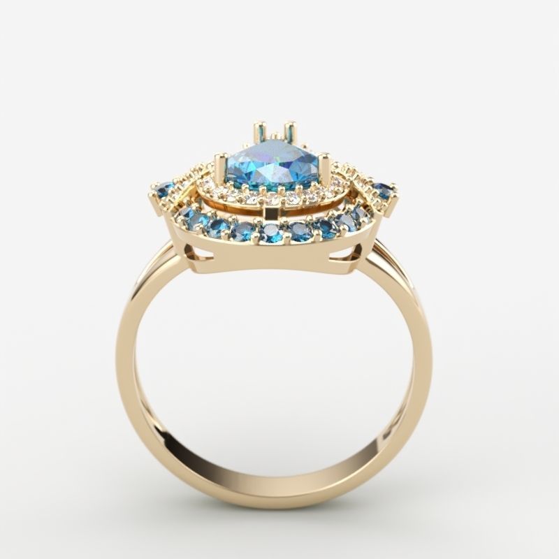 Women ring with gems 3dm stl vintage 3D print model_5