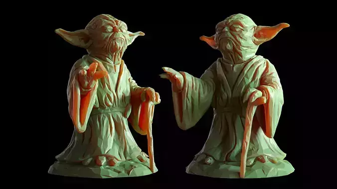 Yoda Lowpoly Sculpture fan 3d print model