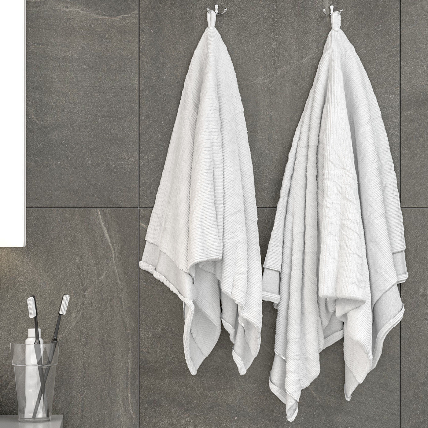 Bathroom set 1 modern vanity with mirror and towel rack 3D model_2