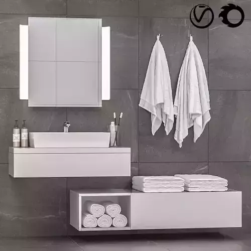 Bathroom set 1 modern vanity with mirror and towel rack