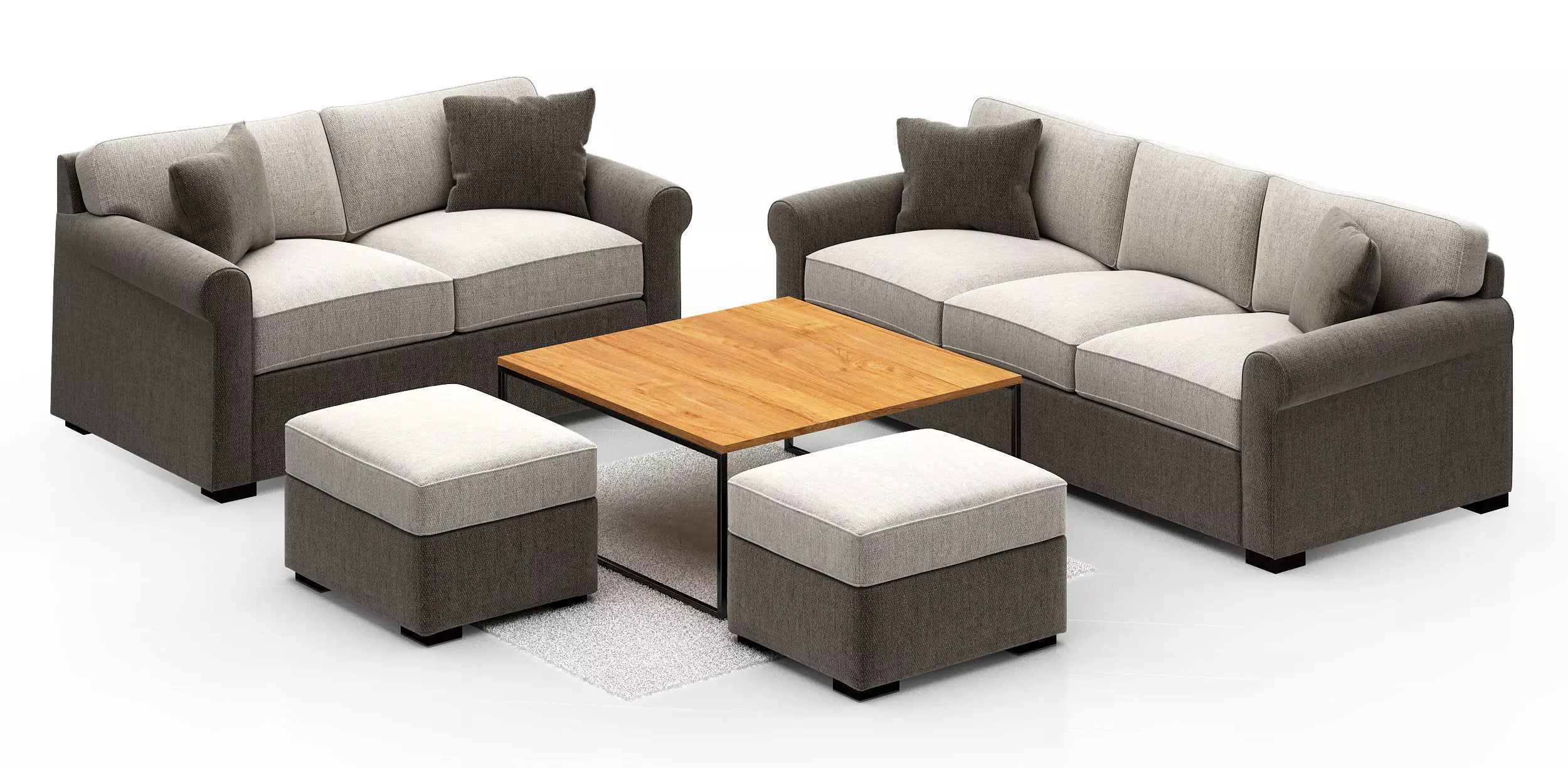 Sofa set ottoman 3D model_0