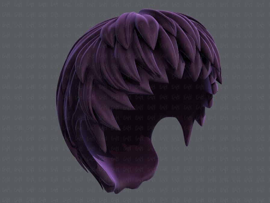 3D Hair style for boy V53 Low-poly 3D model_41