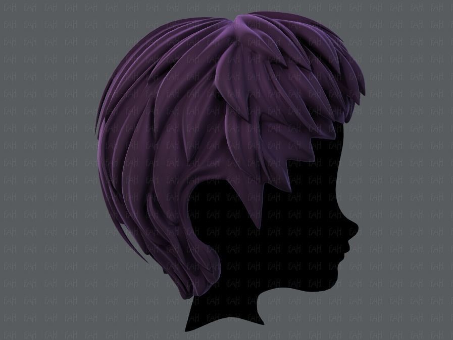 3D Hair style for boy V53 Low-poly 3D model_3