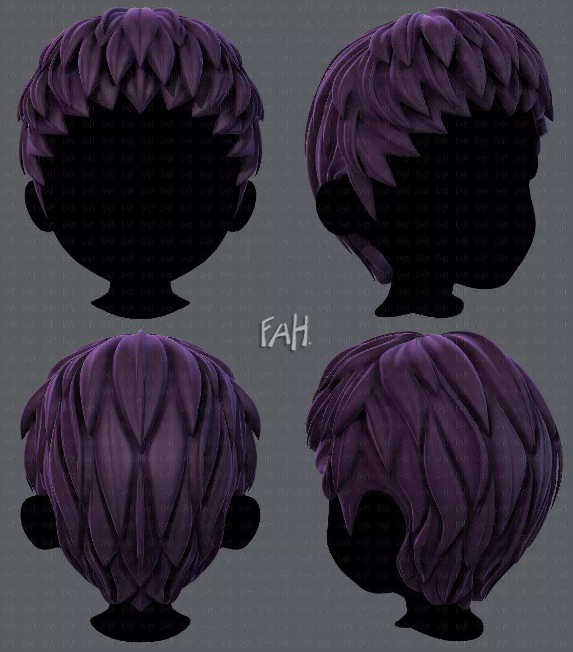 3D Hair style for boy V53 Low-poly 3D model_0