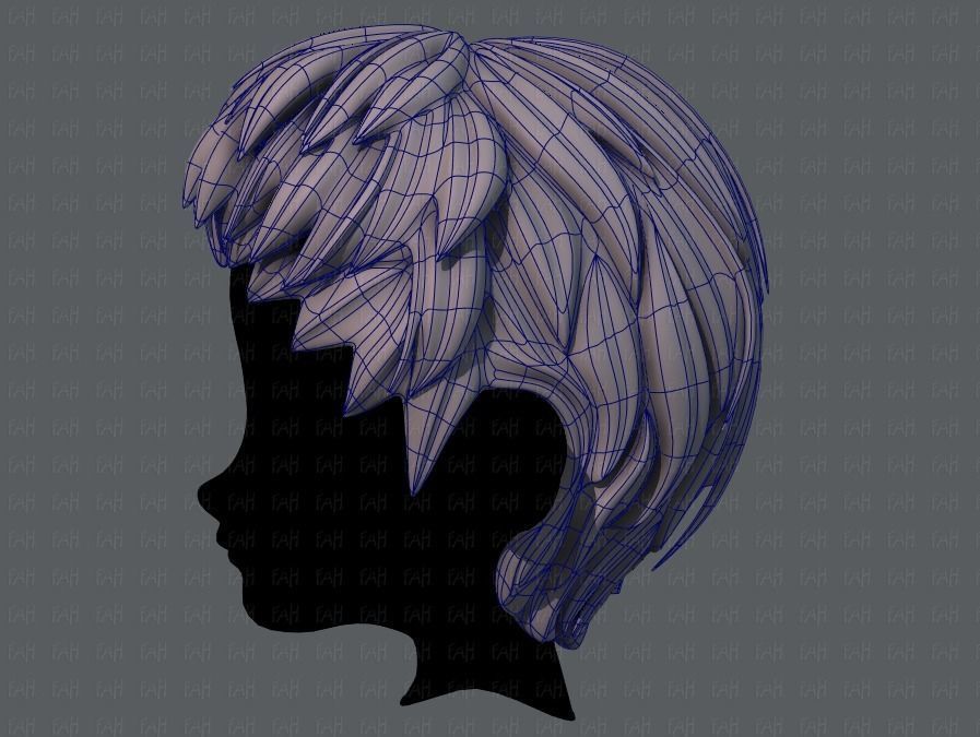 3D Hair style for boy V53 Low-poly 3D model_15
