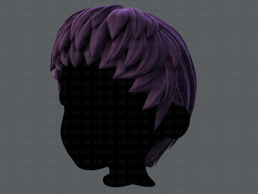 3D Hair style for boy V53 Low-poly 3D model_8