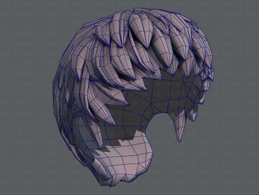3D Hair style for boy V53 Low-poly 3D model_44