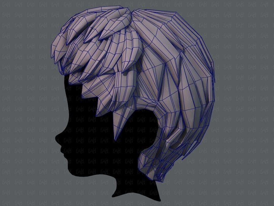 3D Hair style for boy V53 Low-poly 3D model_31