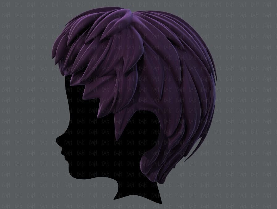 3D Hair style for boy V53 Low-poly 3D model_7