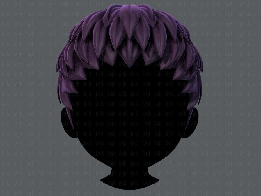 3D Hair style for boy V53 Low-poly 3D model_1