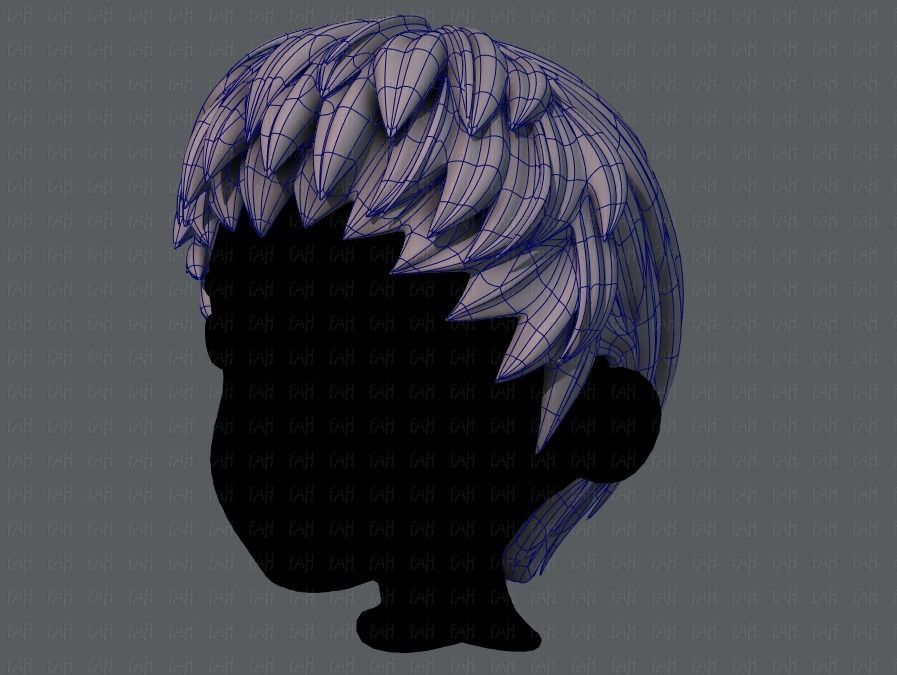 3D Hair style for boy V53 Low-poly 3D model_16