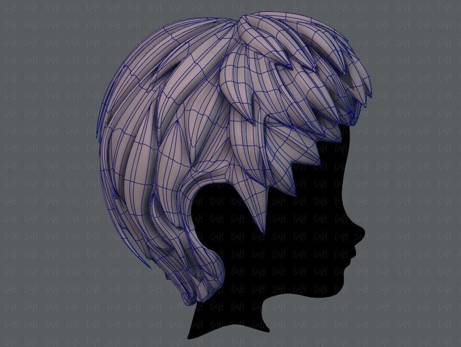 3D Hair style for boy V53 Low-poly 3D model_11
