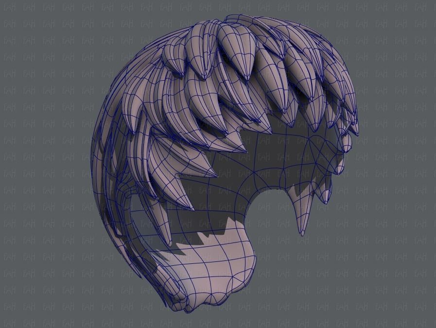 3D Hair style for boy V53 Low-poly 3D model_42