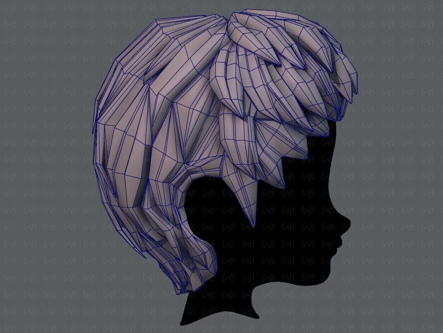 3D Hair style for boy V53 Low-poly 3D model_27