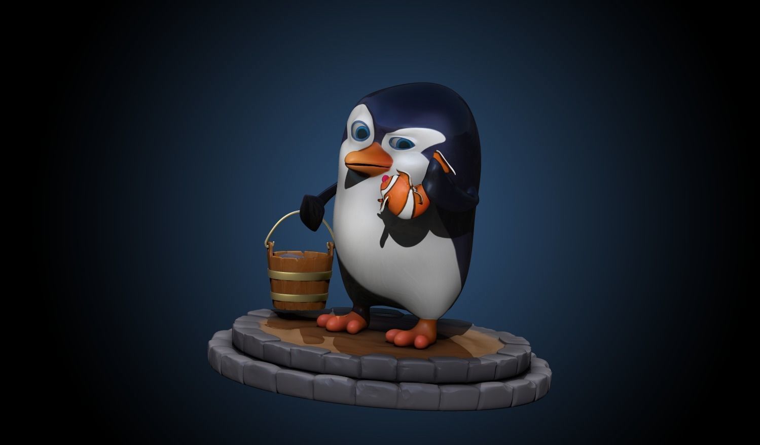 3D Cartoon Penguin and Clownfish model 3D model_2
