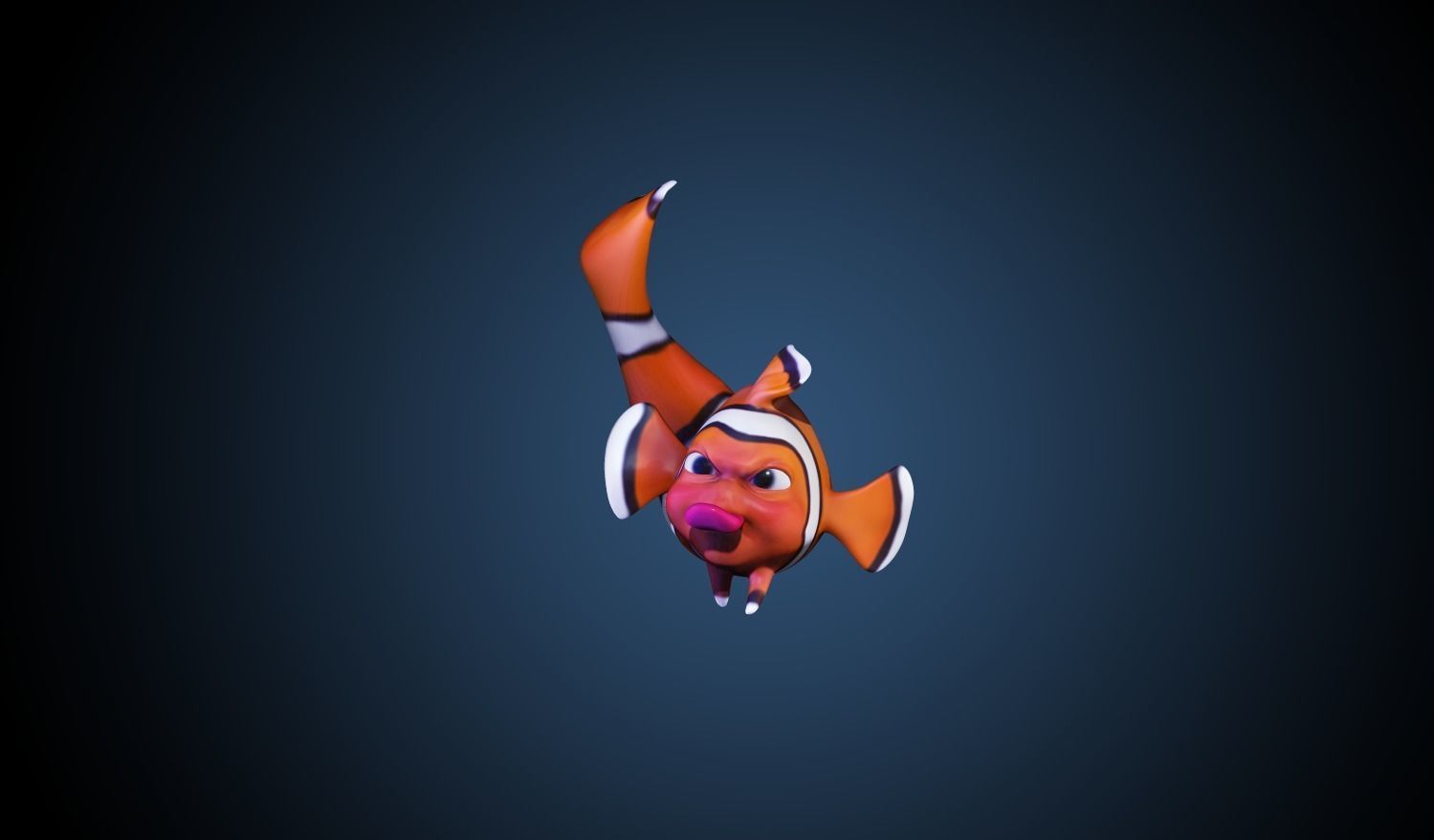 3D Cartoon Penguin and Clownfish model 3D model_3