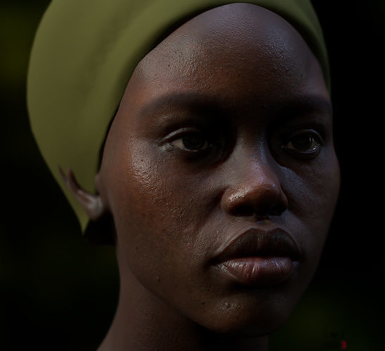 Realistic black female real-time head Low-poly 3D model