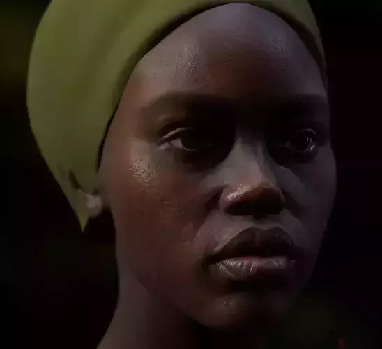 Realistic black female real-time head Low-poly 3D model