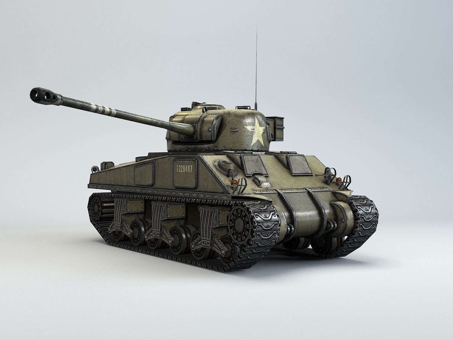 Low Poly M4A4 Sherman Firefly medium tank Low-poly 3D model_1
