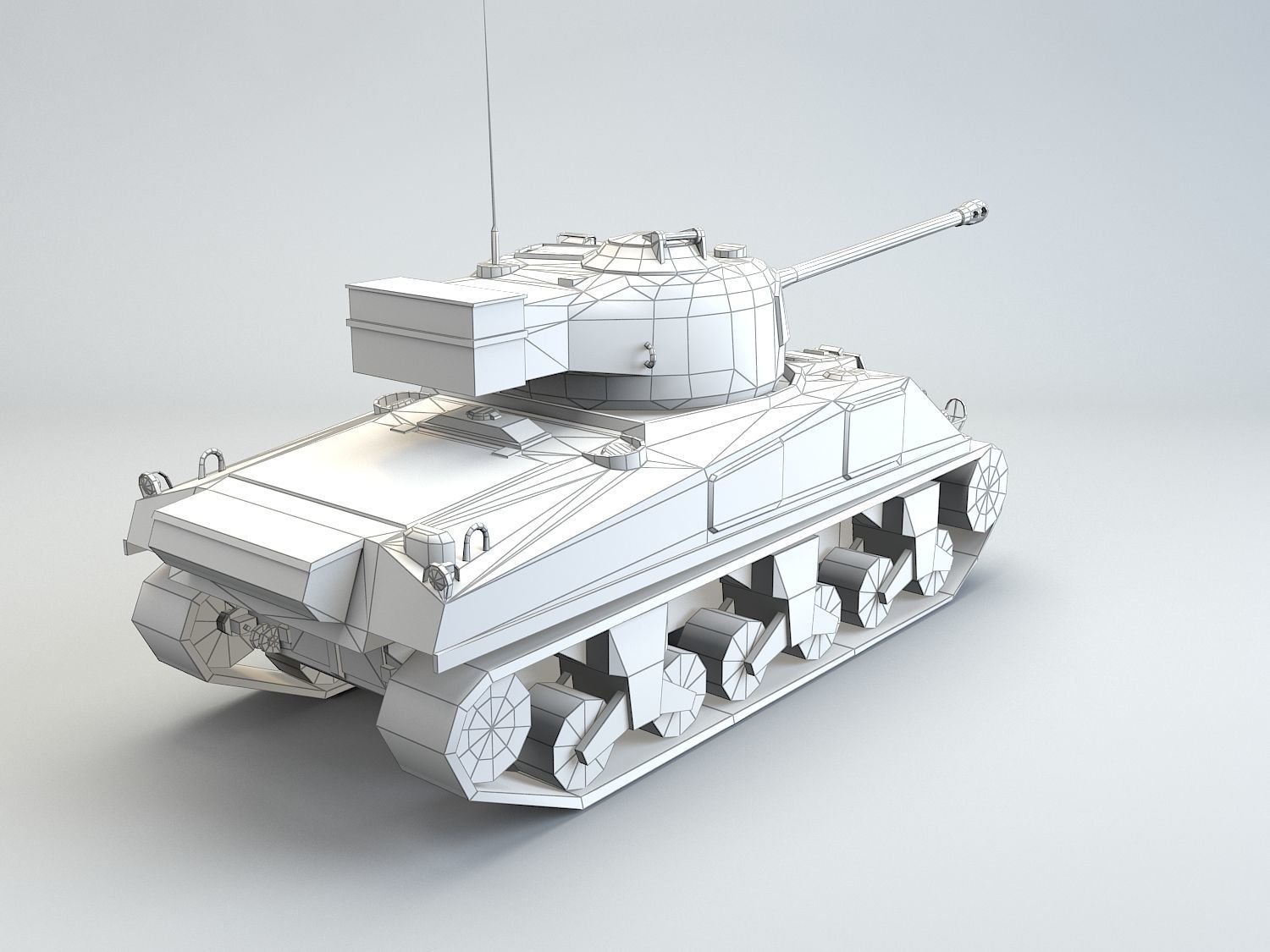 Low Poly M4A4 Sherman Firefly medium tank Low-poly 3D model_7