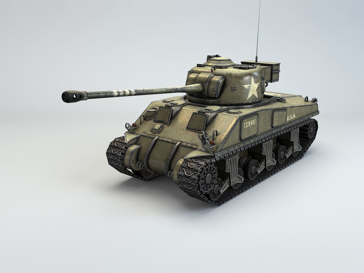 Low Poly M4A4 Sherman Firefly medium tank Low-poly 3D model_2