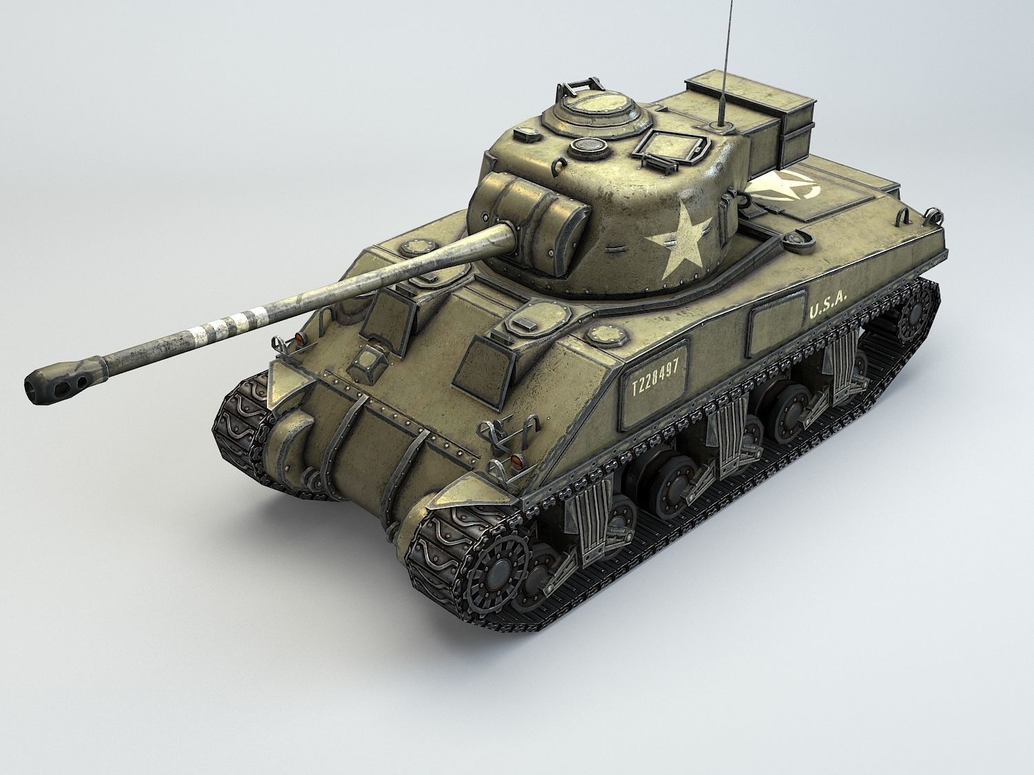 Low Poly M4A4 Sherman Firefly medium tank Low-poly 3D model_10