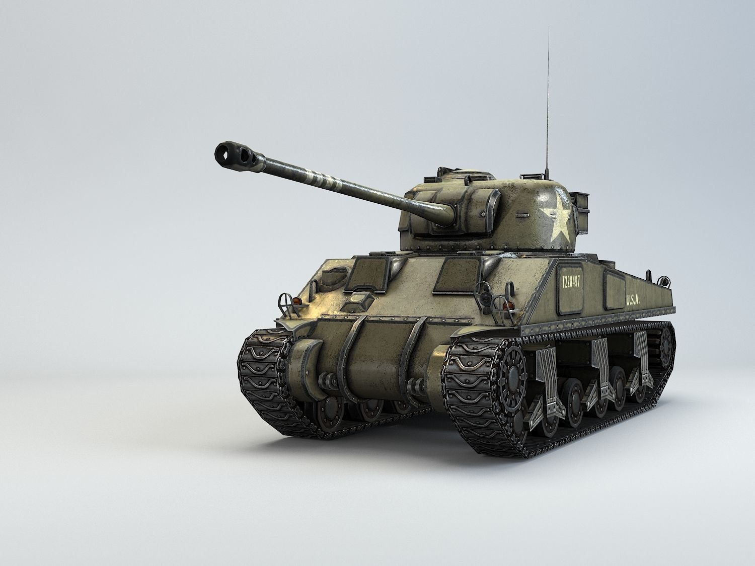 Low Poly M4A4 Sherman Firefly medium tank Low-poly 3D model_11