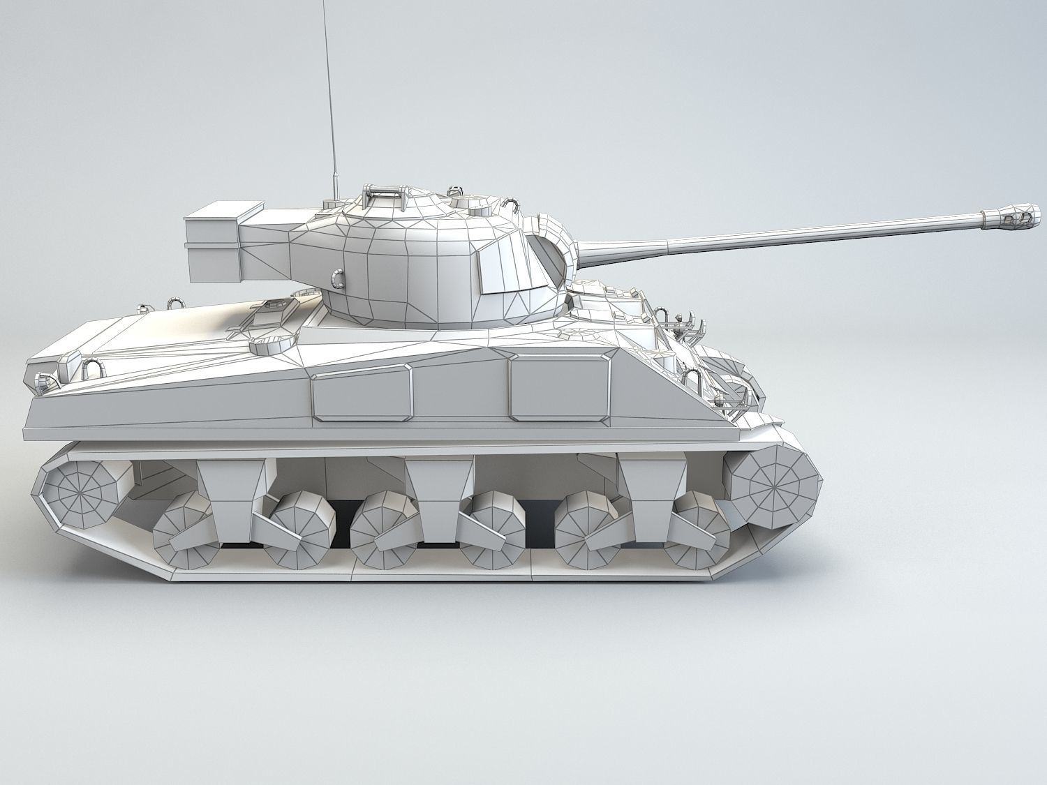 Low Poly M4A4 Sherman Firefly medium tank Low-poly 3D model_9