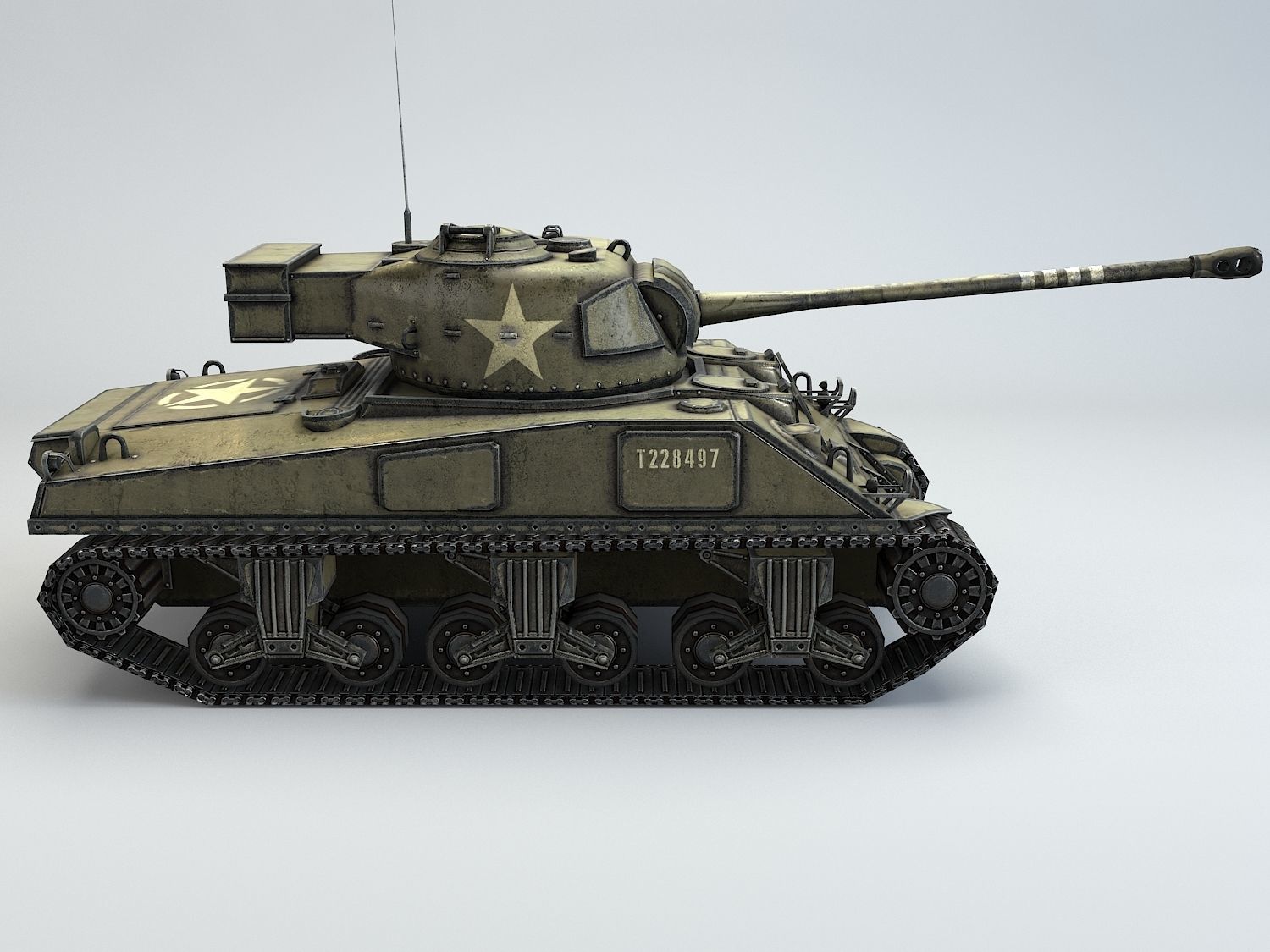 Low Poly M4A4 Sherman Firefly medium tank Low-poly 3D model_8