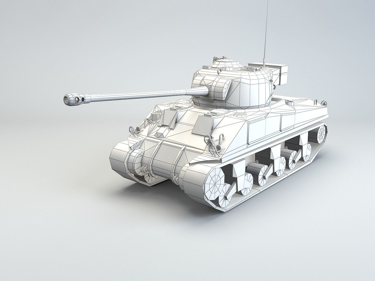 Low Poly M4A4 Sherman Firefly medium tank Low-poly 3D model_3