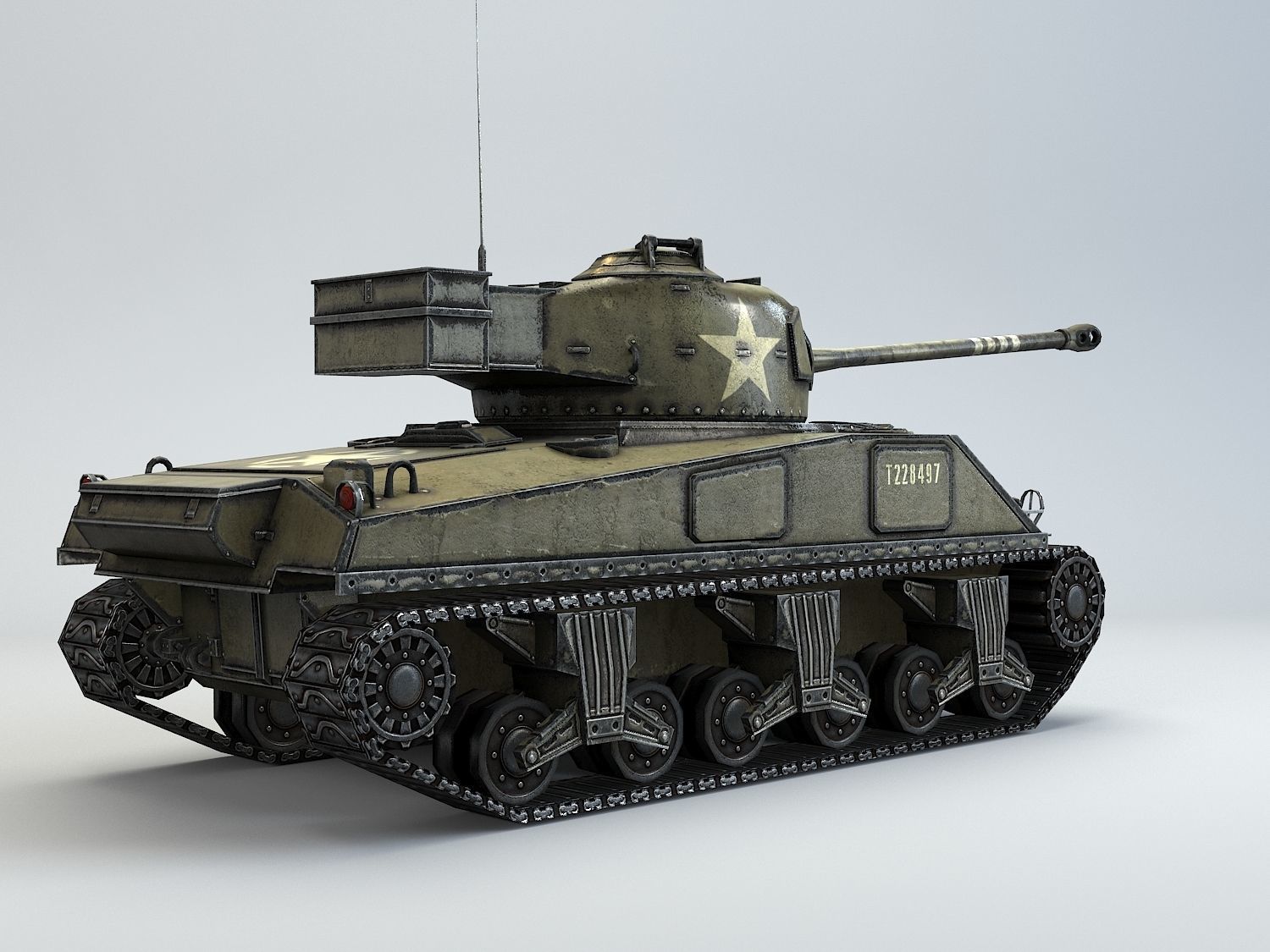 Low Poly M4A4 Sherman Firefly medium tank Low-poly 3D model_12