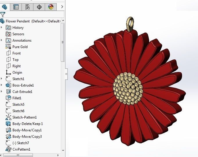 Flower Pendant 3D print model_5