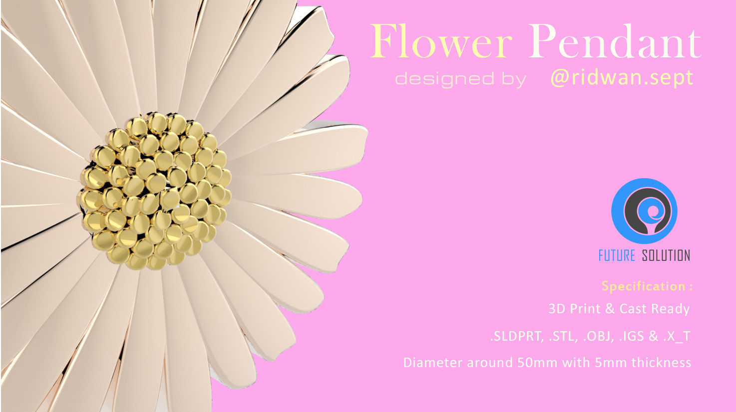 Flower Pendant 3D print model_2