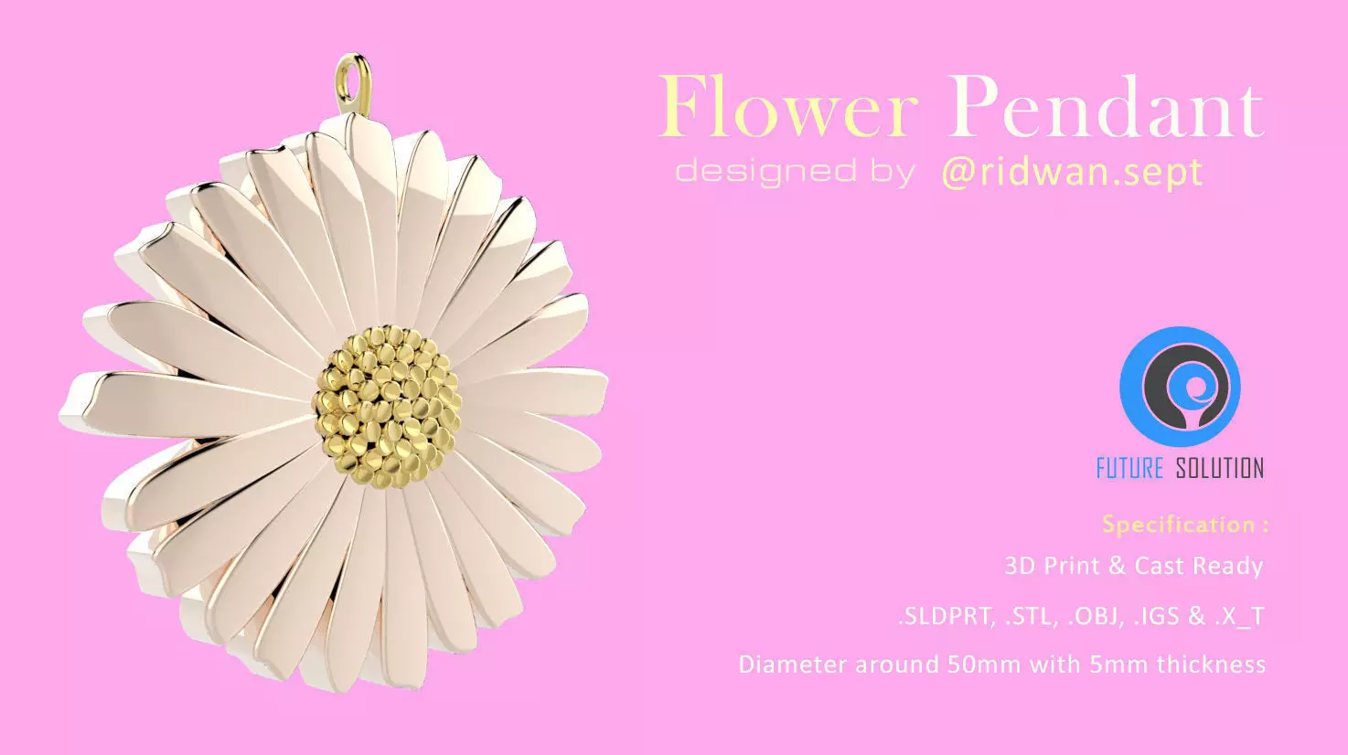 Flower Pendant 3D print model_0