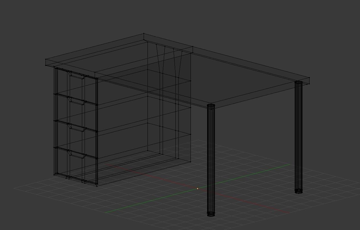 Glossy white Desk  Low-poly 3D model_4