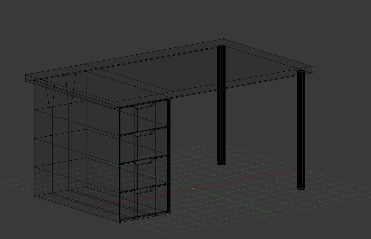 Glossy white Desk  Low-poly 3D model_3