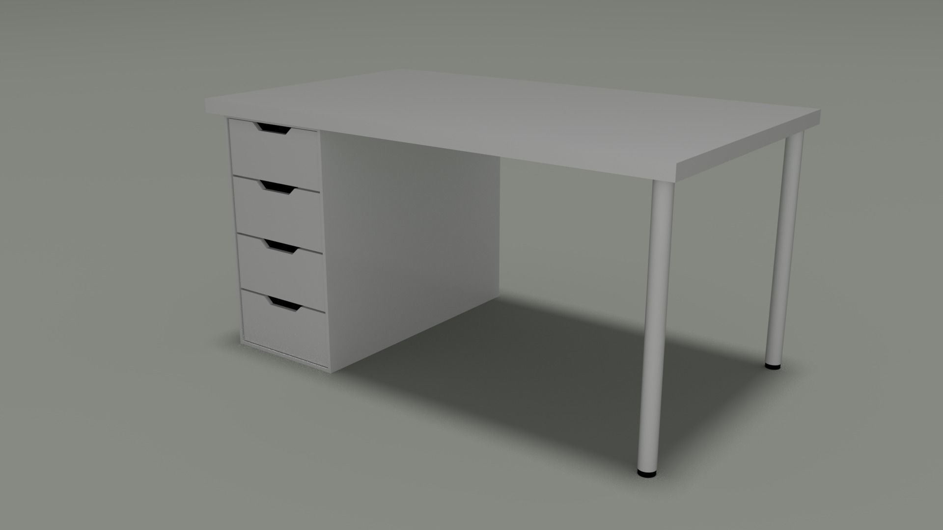 Glossy white Desk  Low-poly 3D model_2