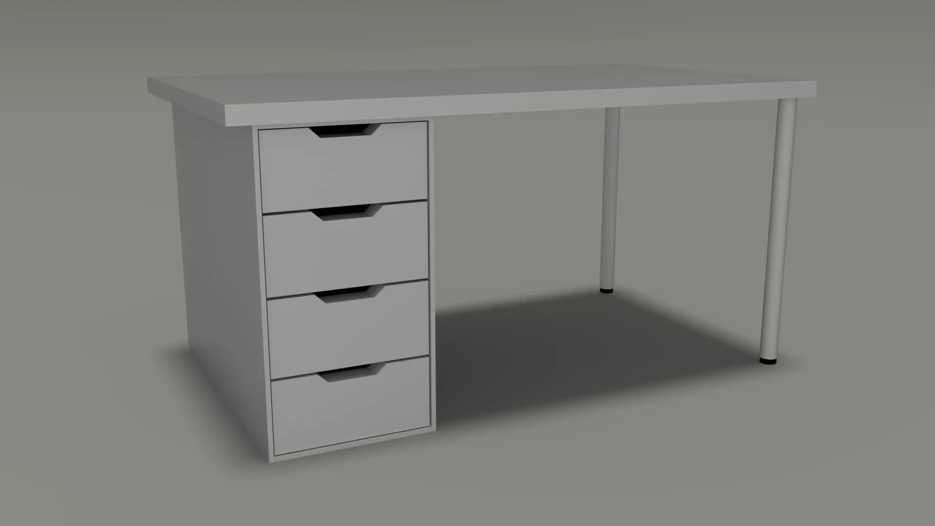 Glossy white Desk  Low-poly 3D model_0
