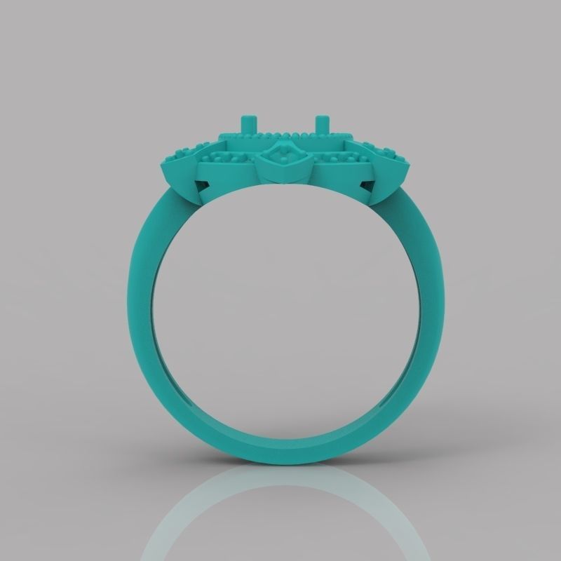 Women ring with gems 3dm stl vintage 3D print model_17