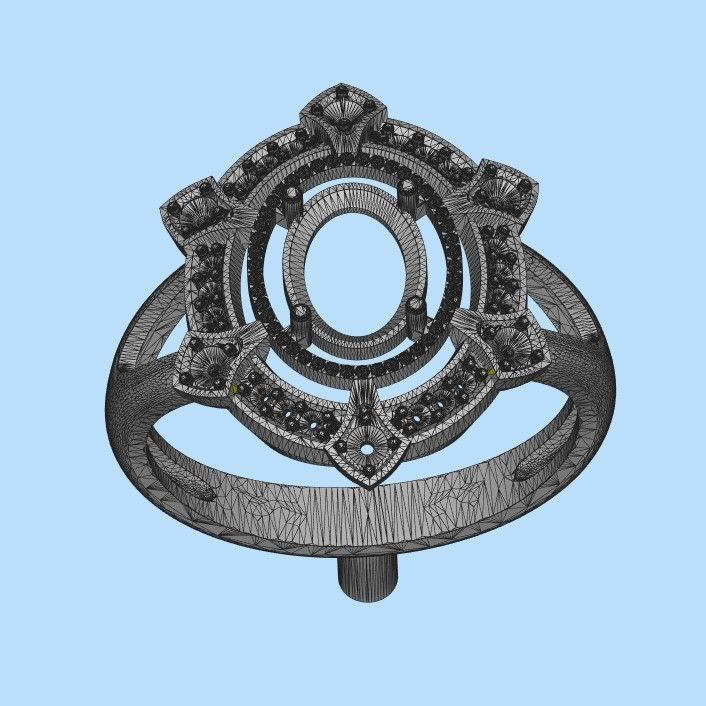 Women ring with gems 3dm stl vintage 3D print model_35